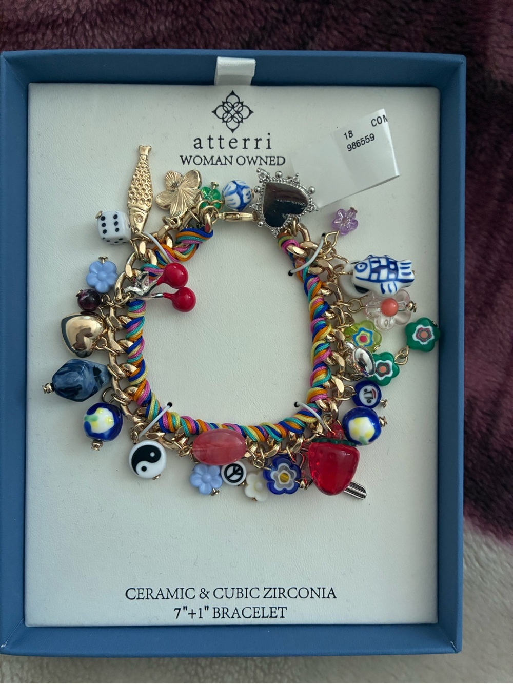Atterri Multicolor Ceramic Charm & Gold-Tone Chain Bracelet